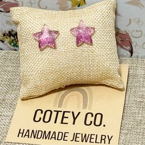 3 for $10 🛍️ Cotey Co. Handmade Sparkling Acrylic Star Shaped Stud Earrings NWT